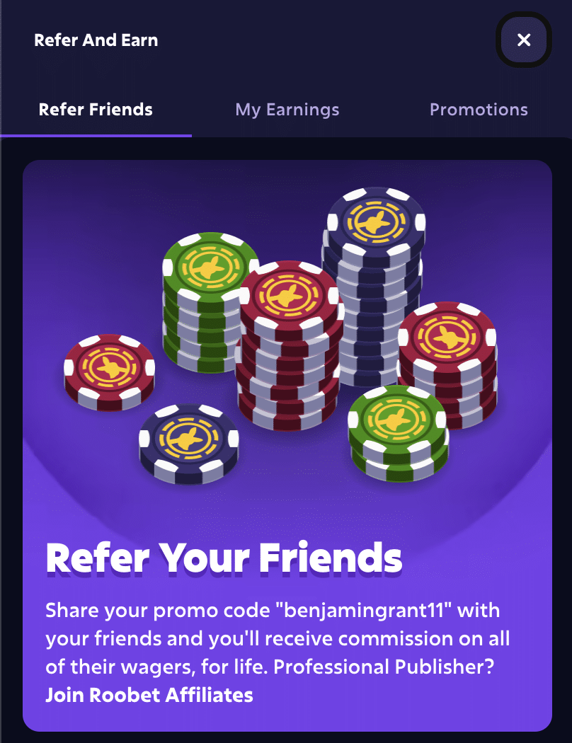 Roobet refer a friend bonus